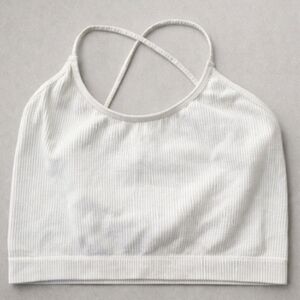 Colsie Target White Ribbed Seamless Halter Brami Crop Top Bralette Lounge Large